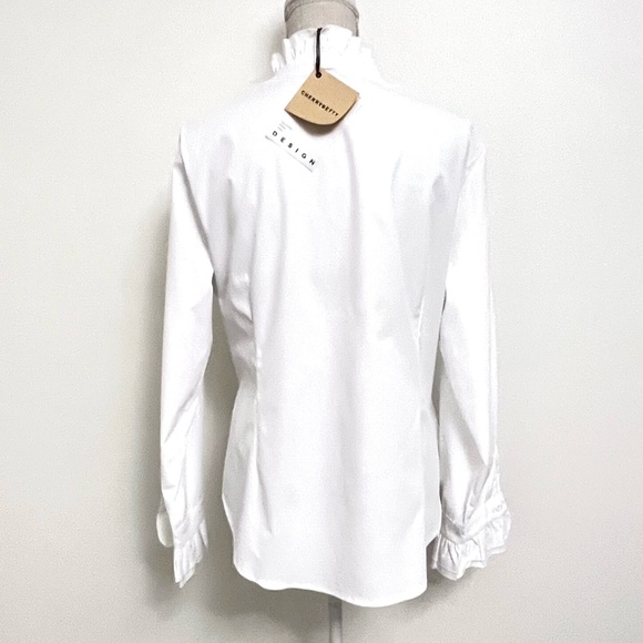 Women's White Ruffle Blouse - Picture 8 of 10
